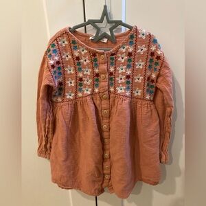 Dex Rust Pink Embroidered Button-Up Dress